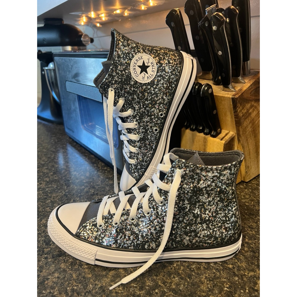 New Converse Kids Chuck Taylor All Star Glitter High Top Sneakers